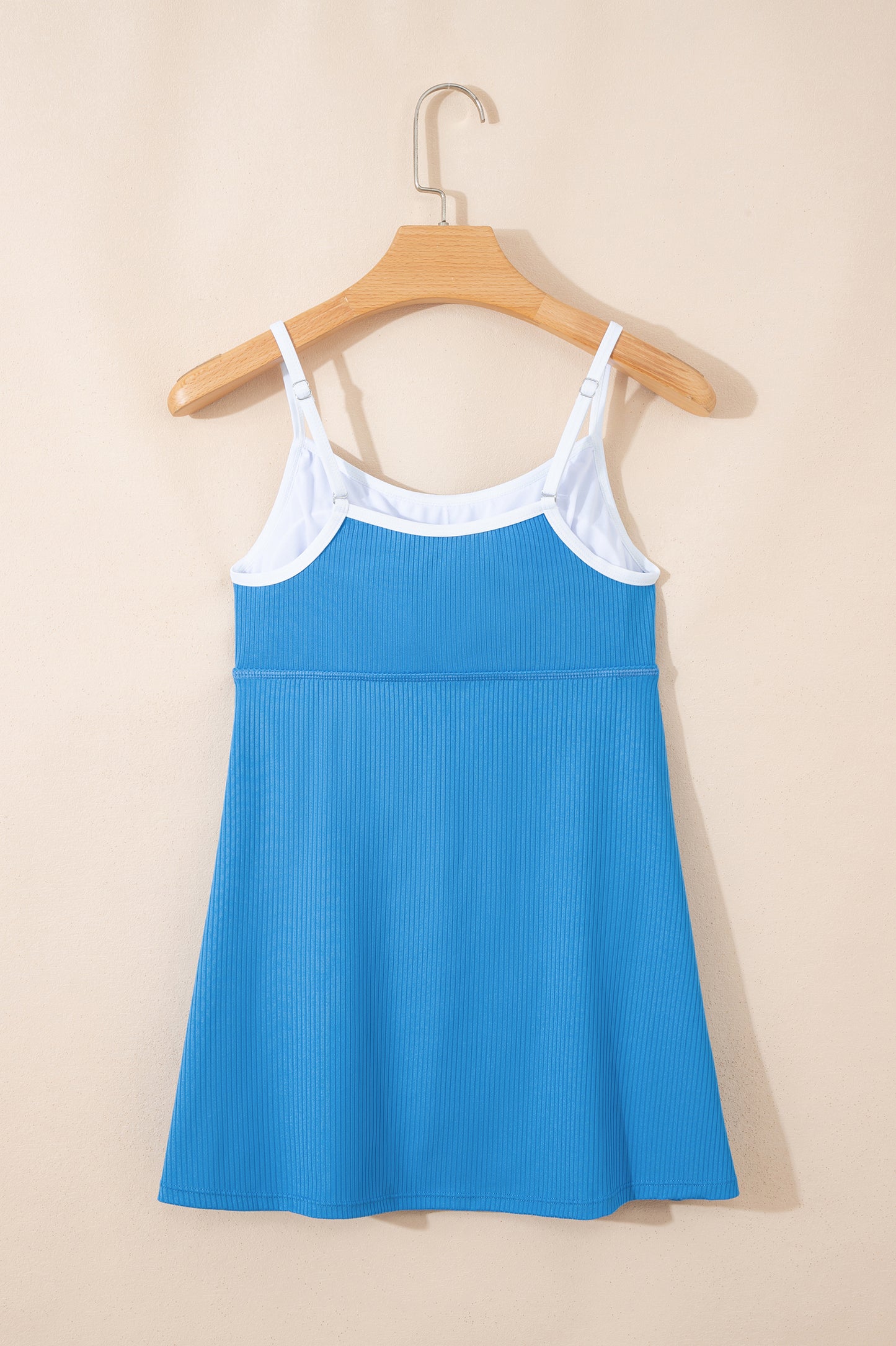 Blackish Green Color Block Edge Ribbed Pocketed Lined Swim Dress