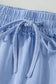 Sky Blue Mineral Washed Drawstring Elastic Waist Raw Cut Shorts