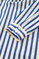 Blue Stripe Collared Half Button Side Pockets Loose Fit Mini Dress
