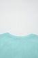 Mint Green Raw Cut Notched Neck Lace Patchwork Detail Mineral Wash Tee