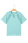 Mint Green Raw Cut Notched Neck Lace Patchwork Detail Mineral Wash Tee