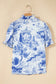 Blue Wild Animal Paradise Striped Detail V Neck Blouse