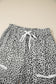 Gray Animal Print Wide Leg Terry Knit Pants