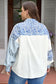 Sky Blue Leopard Striped Patchwork Casual Plus Shirt