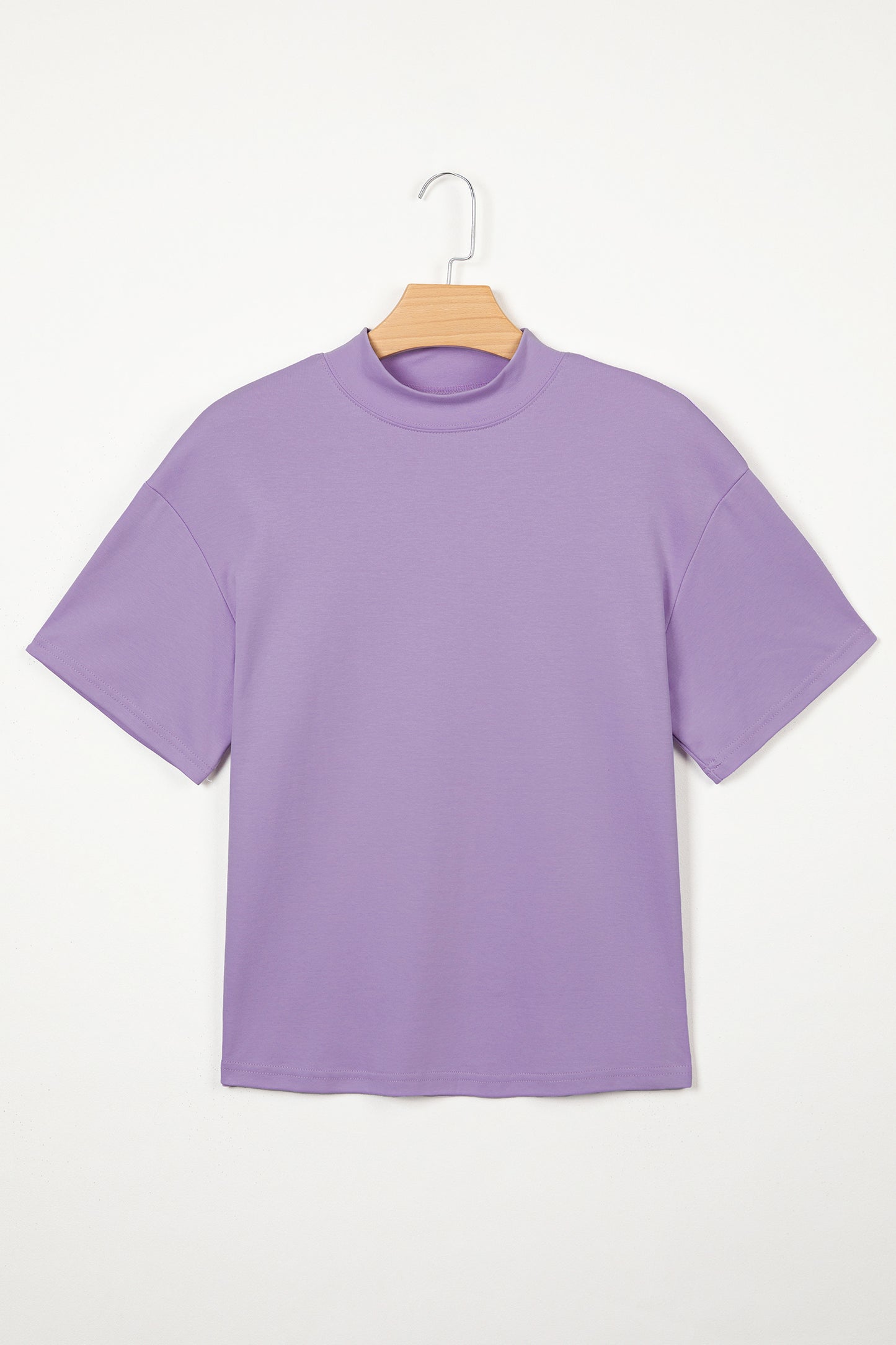 Sachet Pink Solid Color High Neck Oversize Tee