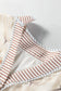 Khaki Plus Size Floral Print Striped Trim Patchwork Button Down A-line Dress