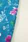 Blue Floral Flutter Sleeve Button Tie Split Neck Belted Long Dress