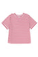 Red Stripe Plus Size Scalloped Trim Round Neck Short Sleeve Top