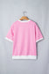 Pink Stripe Round Neck Drop Shoulder Short Sleeve Loose Top