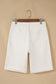 White Solid Color Rolled Cuffs Denim Bermuda Shorts