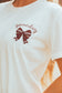 White Game Day Bowknot Embroidered Graphic Casual Tee