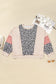 Gray Leopard Color Block Patchwork Reverse Stitch Plus Size Baggy Pullover