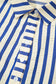 Blue Stripe Collared Half Button Side Pockets Loose Fit Mini Dress
