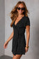 Black Polka Dot Print Lace Trim Wrap Mini Dress