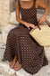 Brown Polka Dot Print Square Neck Sleeveless Vacation Long Dress