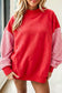 Black Plaid Sleeve Colorblock Loose Tunic Sweatshirt