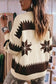 Beige Western Geometric Print Zip Front Loose Sweater Cardigan