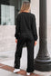 Fiery Red Varsity Striped Detail Crewneck Pullover Elastic Sweatpants 2pcs Outfit