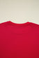 Fiery Red Varsity Striped Detail Crewneck Pullover Elastic Sweatpants 2pcs Outfit