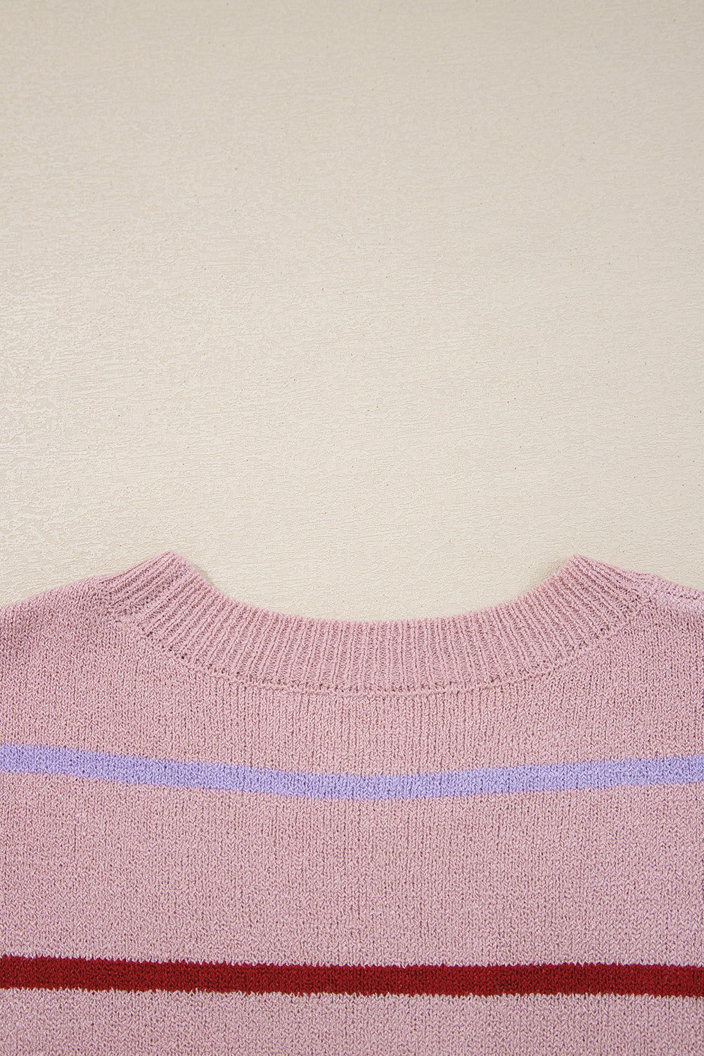 Brown Stripe Striped Ribbed Edge Drop Shoulder Sweater