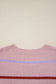 Brown Stripe Striped Ribbed Edge Drop Shoulder Sweater