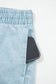 Sky Blue Stripe Plus Size Contrast Drawstring Elastic Waist Denim Shorts