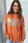 Flamingo Mix Floral Patchwork Side Slit Drawstring Hoodie