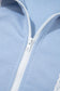 Sky Blue Lace Accent Zipped Collar Short Sleeve Top Sweatpants Set