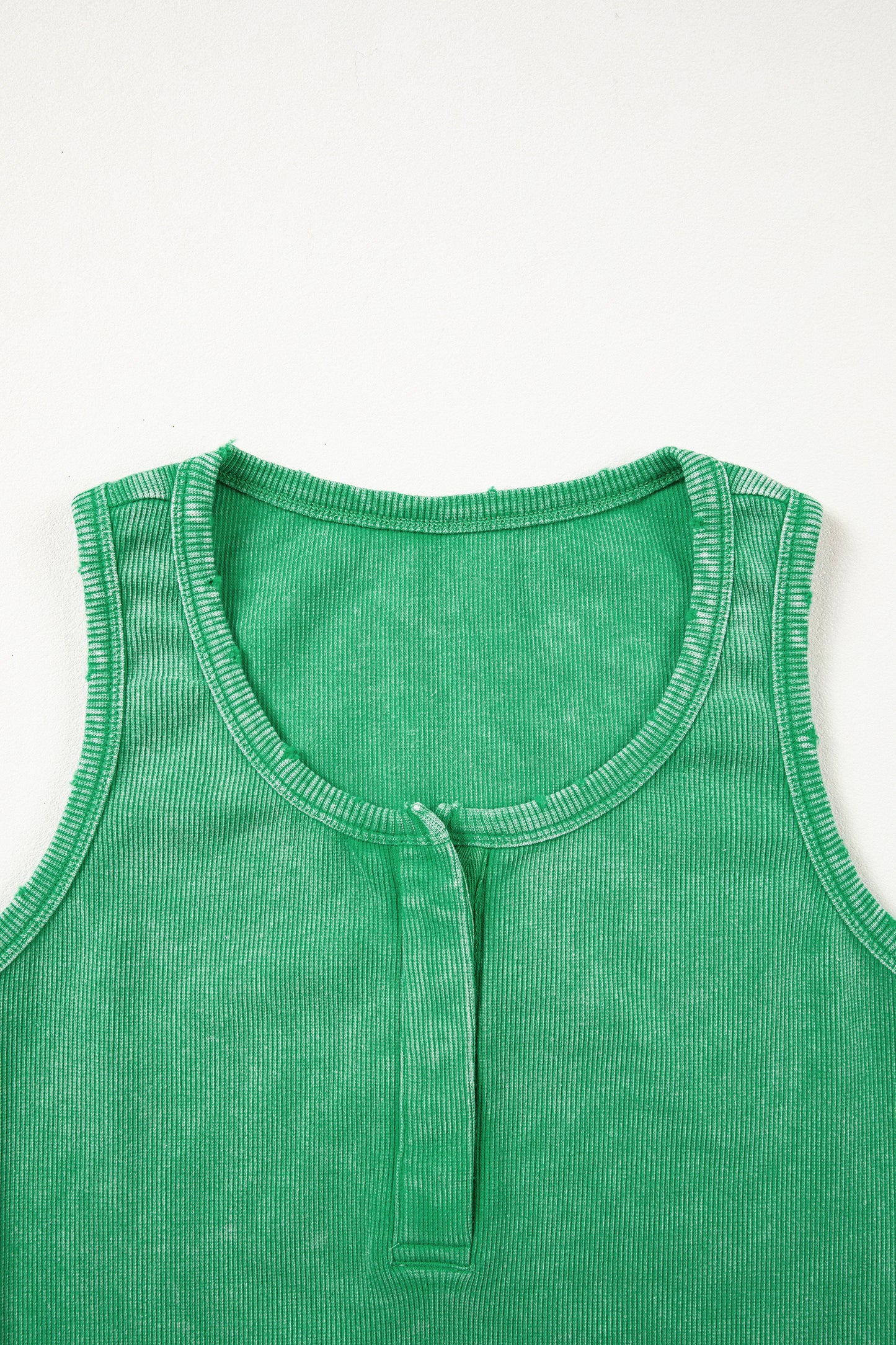 Blue Vintage Distressed Ribbed Mineral Wash Tank Top