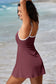 Blackish Green Color Block Edge Ribbed Pocketed Lined Swim Dress