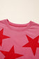 Red Independence Day Star Printed Mineral Wash T Shirt