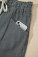 Black Stripe Raw Edge Drawstring Elastic Waist Casual Denim Shorts