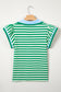 Blue Stripe Contrast Trim Polo Collar Ruffled Short Sleeve Blouse