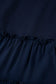 Navy Blue Tiered Ruffle Ribbed Crew Neck Pullover Plus Size Top