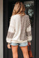Pink Stripe Stitched Detail Color Block Patchwork Oversized Pullover Top