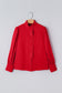 Fiery Red Frilled Trim Button Up Pleated Long Sleeve Shirt