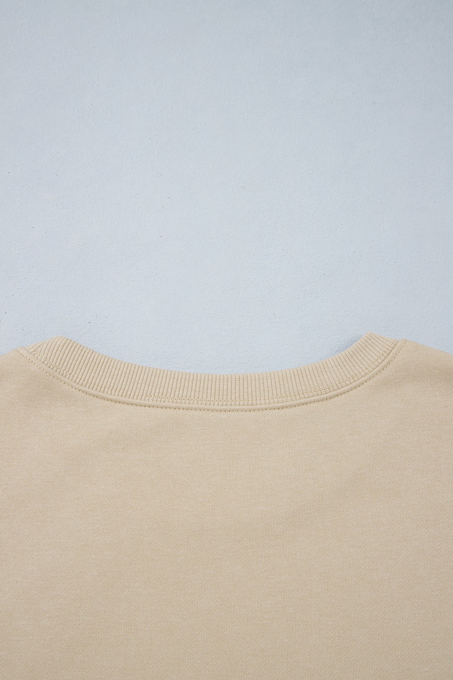 Khaki Polka Dot Patchwork Sleeve Crew Neck Loose Pullover Sweatshirt