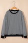 Red Stripe Ribbed Trim Drop Shoulder Long Sleeve Oversize Top