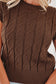 Dark Brown Cable Texture Crew Neck Short Sleeve Sweater Top