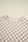 Khaki Checkered Long Sleeve Crop Top High Waist Skort 2pcs Set