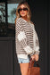 Pink Stripe Stitched Detail Color Block Patchwork Oversized Pullover Top
