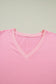 Bonbon V Neck Pleated Short Puff Sleeve Plus Size Blouse