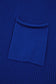 Dark Blue Patch Pocket Ribbed Knit Short Sleeve Sweater