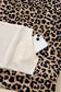 Leopard Print Waffle Contrast Kangaroo Pocket Hooded Sweatshirt