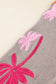 Simply Taupe Embroidered Floral Sleeve Round Neck Loose Sweater