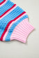 Green Stripe Colorblock Trim Half Sleeve Sweater Top