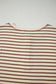 Brown Stripe Half Buttons Top and Shorts Set