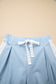 Beau Blue Lace Accent Floral Patched Pocket Pleated Wide Leg Slouchy Pants