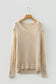 Black Solid V Neck Pointelle Knit Sleeve Patchwork Sweater