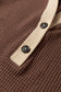 Coffee Waffle Contrast Half Buttoned Hooded Pullover Top